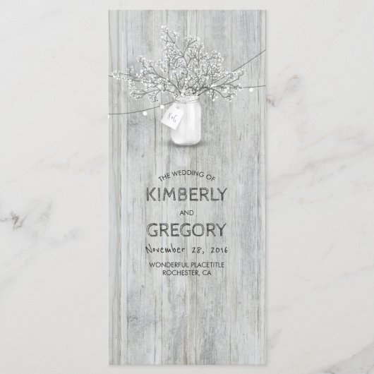 メイスン素朴ジャー・ベイビーの息の結婚式 プログラム (正面)