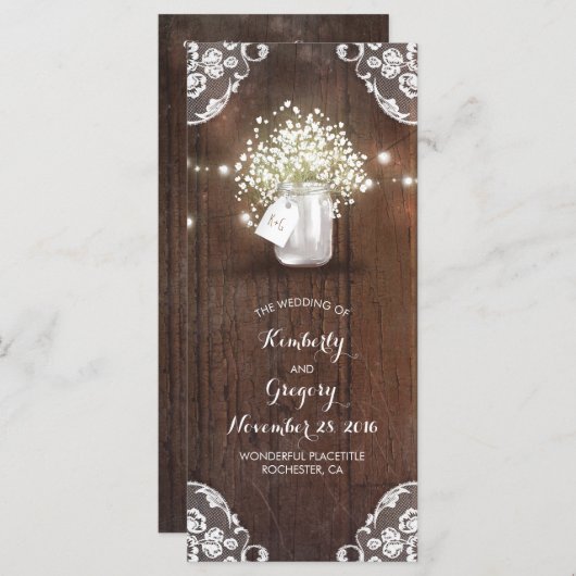 メイスン素朴ジャー・ベイビーの息の結婚式 プログラム (正面/裏面)