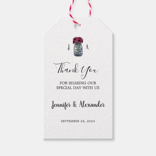 メイスン素朴ジャー・モノグラム国結婚式 ギフトタグ (正面)