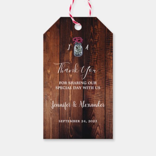 メイスン素朴ジャー・モノグラム国結婚式 ギフトタグ (正面)