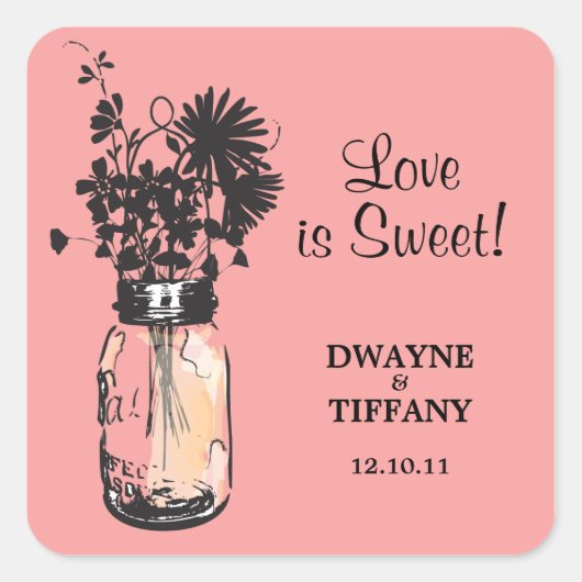 メイスン素朴ジャー&ワイルドフラワーズ スクエアシール (正面)