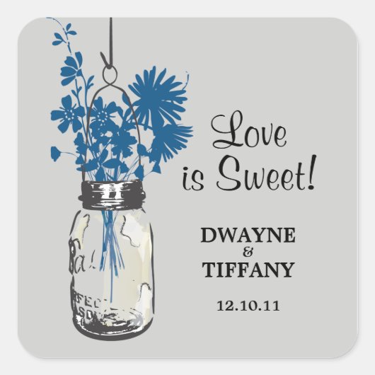 メイスン素朴ジャー&ワイルドフラワーズ スクエアシール (正面)