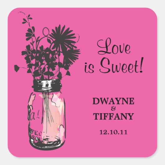 メイスン素朴ジャー&ワイルドフラワーズ スクエアシール (正面)