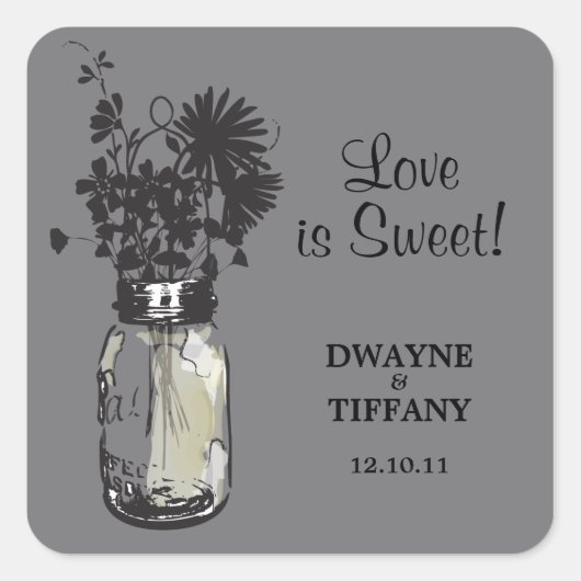 メイスン素朴ジャー&ワイルドフラワーズ スクエアシール (正面)