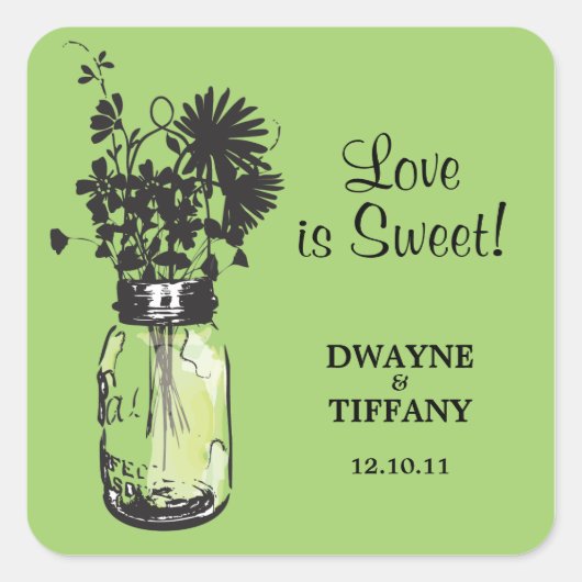 メイスン素朴ジャー&ワイルドフラワーズ スクエアシール (正面)