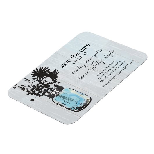 メイスン素朴ジャー&ワイルドフラワー日付を保存 マグネット (左側)