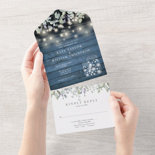 メイスン素朴・ジャースが紅葉モノグラム結婚ズ オールインワン招待状 (貼ってはがせる)