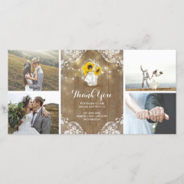 メイスン素朴・ジャー・ベビーの息とヒマワリのレース サンキューカード