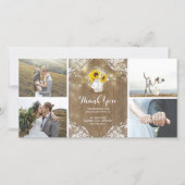 メイスン素朴・ジャー・ベビーの息とヒマワリのレース サンキューカード (正面)