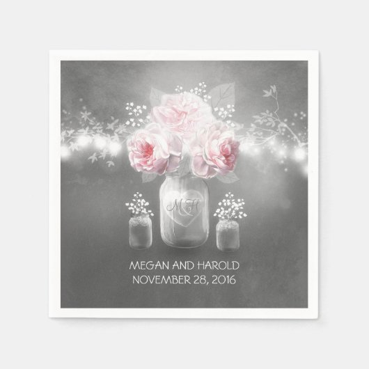 メイスン結婚ジャー スタンダードカクテルナプキン (正面)