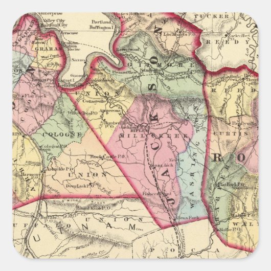 メイスン、ジャクソン、ロアン郡の地図 スクエアシール (正面)