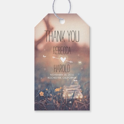 メイスン・ジャーとホタル素朴ズが結婚ありがとう ギフトタグ (正面)