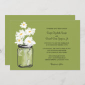 メイスン・ジャーとホワイト・デイジーズ結婚ズ 招待状 (正面/裏面)