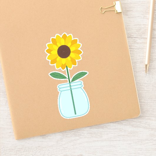 メイスン・ジャーのヒマワリ シール (ノートブック)
