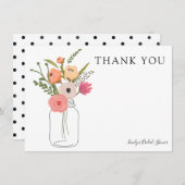 メイスン・ジャーの牡丹ありがとう 招待状 (正面/裏面)