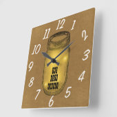 メイスン・ジャーの蛍 スクエア壁時計 (傾斜)