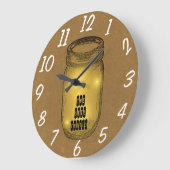 メイスン・ジャーの蛍 ラージ壁時計 (傾斜)