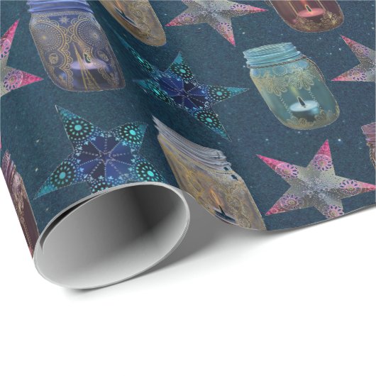 メイスン・ジャースとボヘミアン・スターズ・パターン ラッピングペーパー (ロールコーナー)