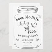 メイスン・ジャー日付を保存 招待状 (正面/裏面)