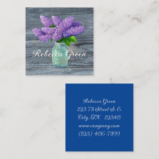 メイスン・ジャー素朴の美しいライラック スクエア名刺 (正面/裏面)