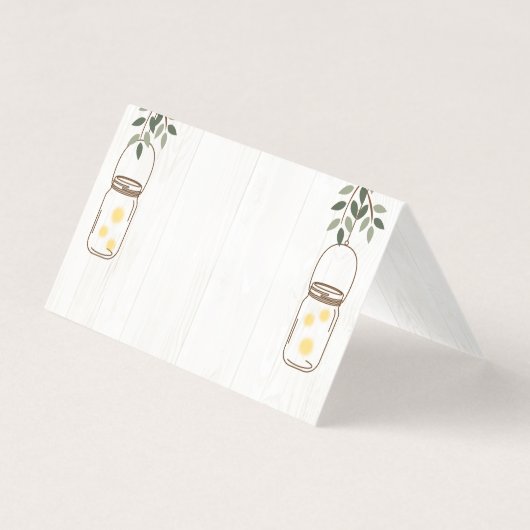 メイスン・ジャー素朴・結婚ホタルのテーブル番号 名刺 (裏面)
