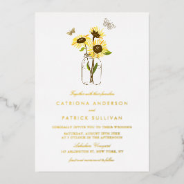 メイスン・ジャー・カントリー素朴のヒマ結婚ワリ 箔招待状