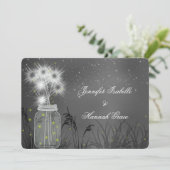 メイスン・ジャー、ホタル、黒板、結婚式の招待 招待状 (スタンド正面)