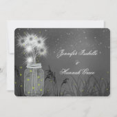 メイスン・ジャー、ホタル、黒板、結婚式の招待 招待状 (正面)