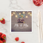 メイスン・ジャー・ライツと素朴ヒマワリ結婚ズ スタンダードカクテルナプキン (インサイチュ)