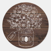 メイスン·ジャ結婚ーの記念日の山花素朴たち ラウンドシール (正面)