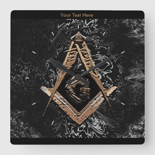 メイソニック·マインズ(ゴールデン·スイッシュ) スクエア壁時計 (正面)