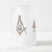 メイソニック·マインズ(黄金色) フロストグラスビールジョッキ (正面左)