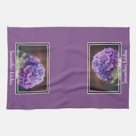 メイソンかわいらしジャーの写真に紫紫紫紫紫紫紫紫紫紫紫陽花 キッチンタオル (横)