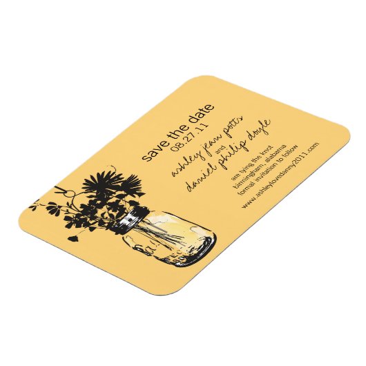 メイソンの瓶とワイルドフラワーズ日付を保存 マグネット (左側)