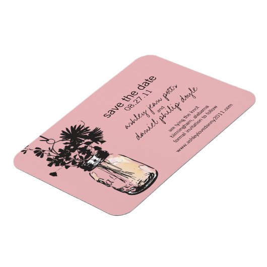 メイソンの瓶とワイルドフラワーズ日付を保存 マグネット (左側)