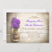 メイソンの瓶と紫の花の結婚式招待状 招待状 (正面)
