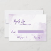 メイソンの瓶に紫色の花エレガントな素朴結婚式 出欠カード (裏面)