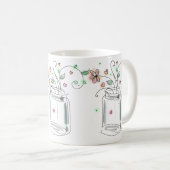 メイソンの瓶(花モダン付き)かわいいドードルアート コーヒーマグカップ (正面右)