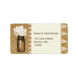 メイソンのjarにアジサイ、バーラップ結婚式のラベル ラベル