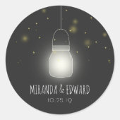 メイソンのjarホタルのカスタムウェディング日付を保存 ラウンドシール (正面)