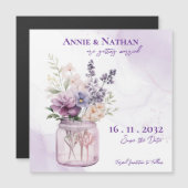 メイソンエレガント・ジャーのフローラに紫色の花結婚 (正面/裏面)