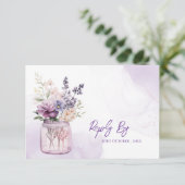 メイソンエレガント・ジャーのフローラに紫色の花結婚 出欠カード (スタンド正面)