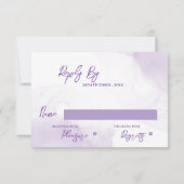 メイソンエレガント・ジャーのフローラに紫色の花結婚 出欠カード (裏面)