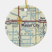 メイソンシティアイオワヴィンテージの地図 セラミックオーナメント (正面)