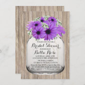 メイソンジャルパープルデイジーブライダルシャワーデイジー3 招待状 (正面/裏面)