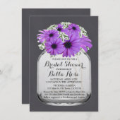 メイソンジャルパープルデイジーブライダルシャワーデイジー3 招待状 (正面/裏面)