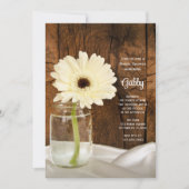 メイソンジャルホワイトデイジーカントリーバーンブライダルシャワー 招待状 (正面)
