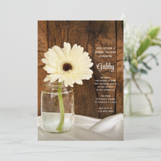 メイソンジャルホワイトデイジーカントリーバーンブライダルシャワー 招待状 (スタンド正面)