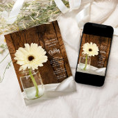 メイソンジャルホワイトデイジーカントリーバーンブライダルシャワー 招待状