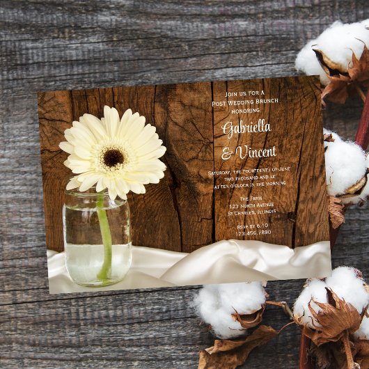 メイソンジャルホワイトデイジーバーンポスト結婚ズブランチ 招待状